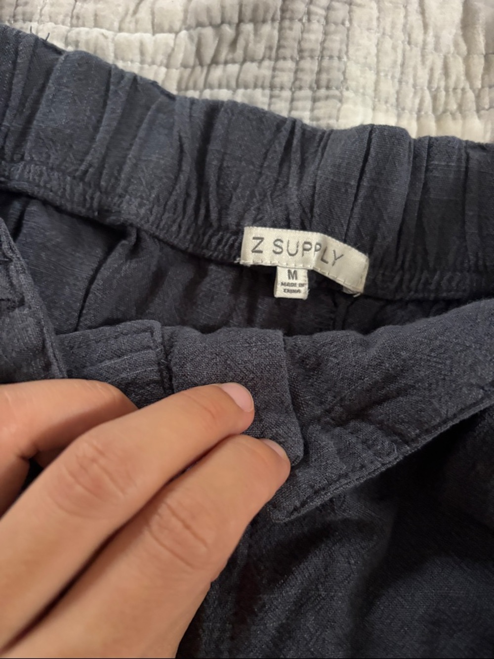 Z Supply Dark Navy Linen-Blend Pull-On Pants